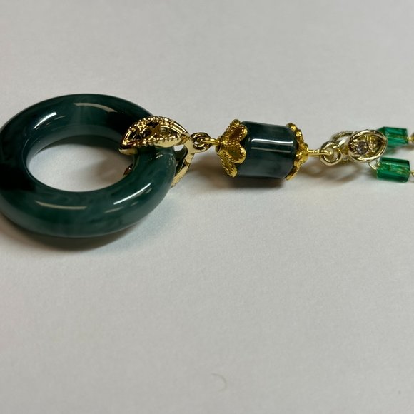 Silver Praying Jade and Gold Energy Links Pendant Necklace - Picture 11 of 12